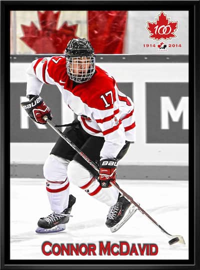 Connor McDavid Team Canada Framed 20" x 29" Skating Canvas Framed 22.5" x 31.5"
